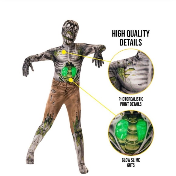 KIDS SLIME ZOMBIE MORPHSUIT Costumes Boy’s Size M(8) - Picture 2 of 8